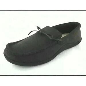 Isotoner Mens Boater Moc Slippers Dark Brown Machine Washable Sz 9.5/10.5 New